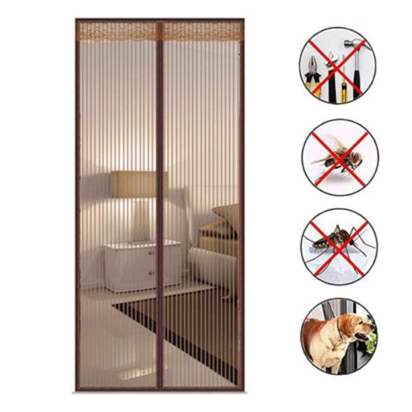 Magnetic Screen Door Mesh Curtain,self Sealing Mosquito Nets for Doors -for Sliding Glass Door French Door Patio Door Coffee Color 200x90cm(79x35inch)